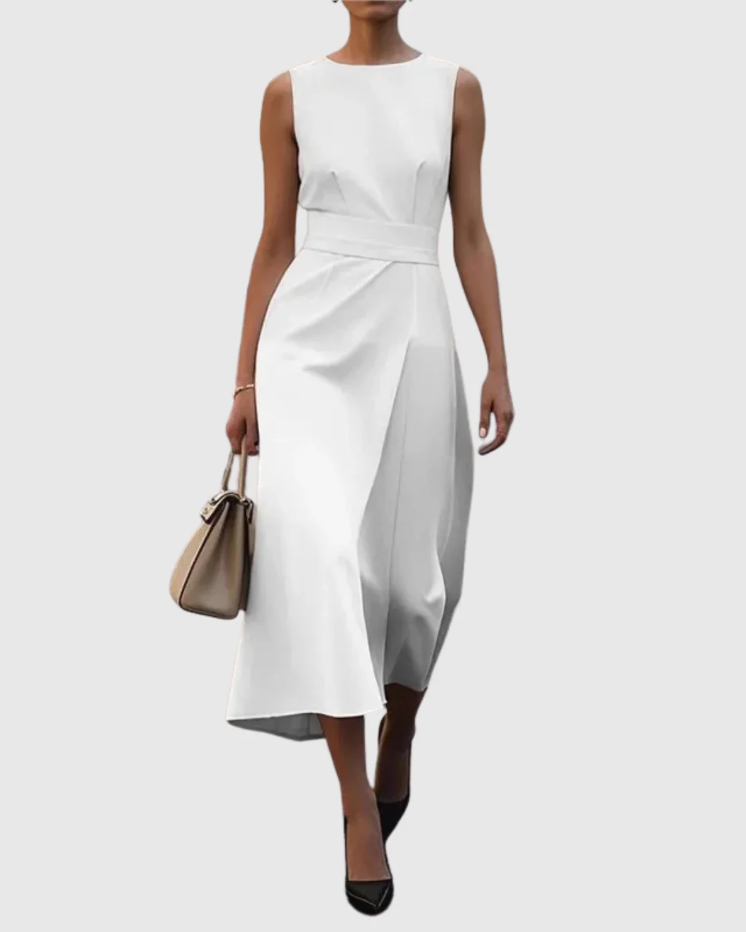 Freya Draped Midi Dress | Belted Wrap Front Dress - Image 3