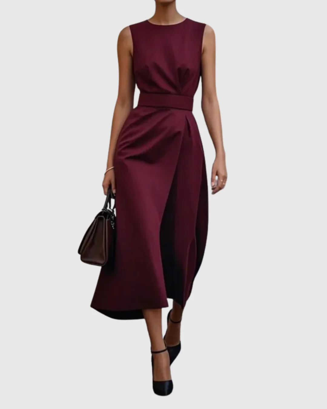 Freya Draped Midi Dress | Belted Wrap Front Dress - Image 4