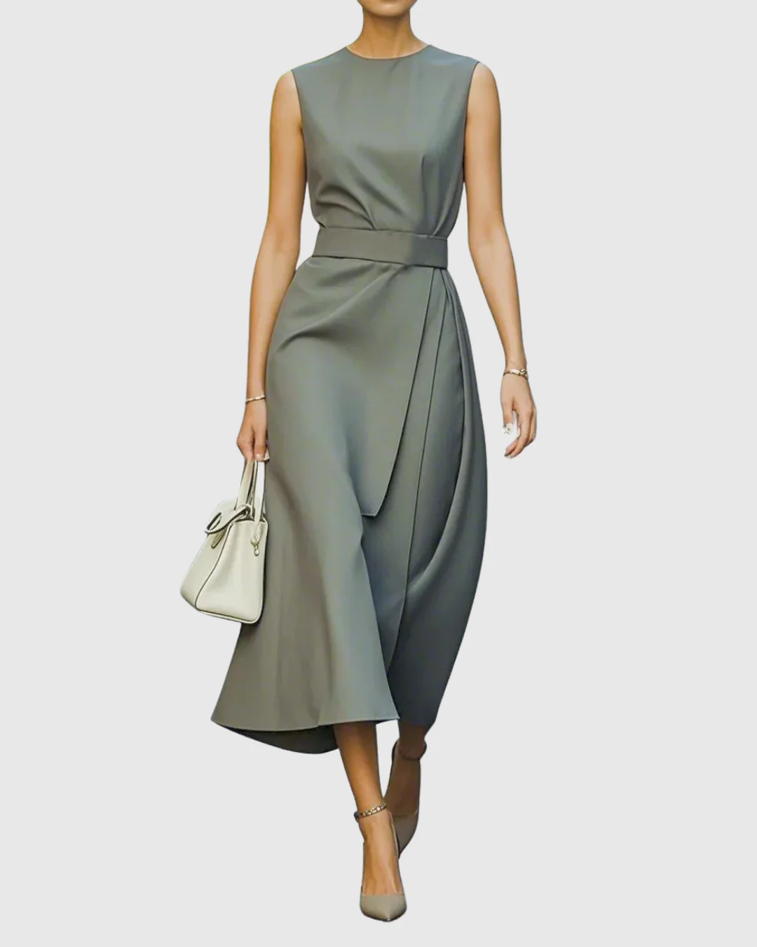 Freya Draped Midi Dress | Belted Wrap Front Dress - Image 5