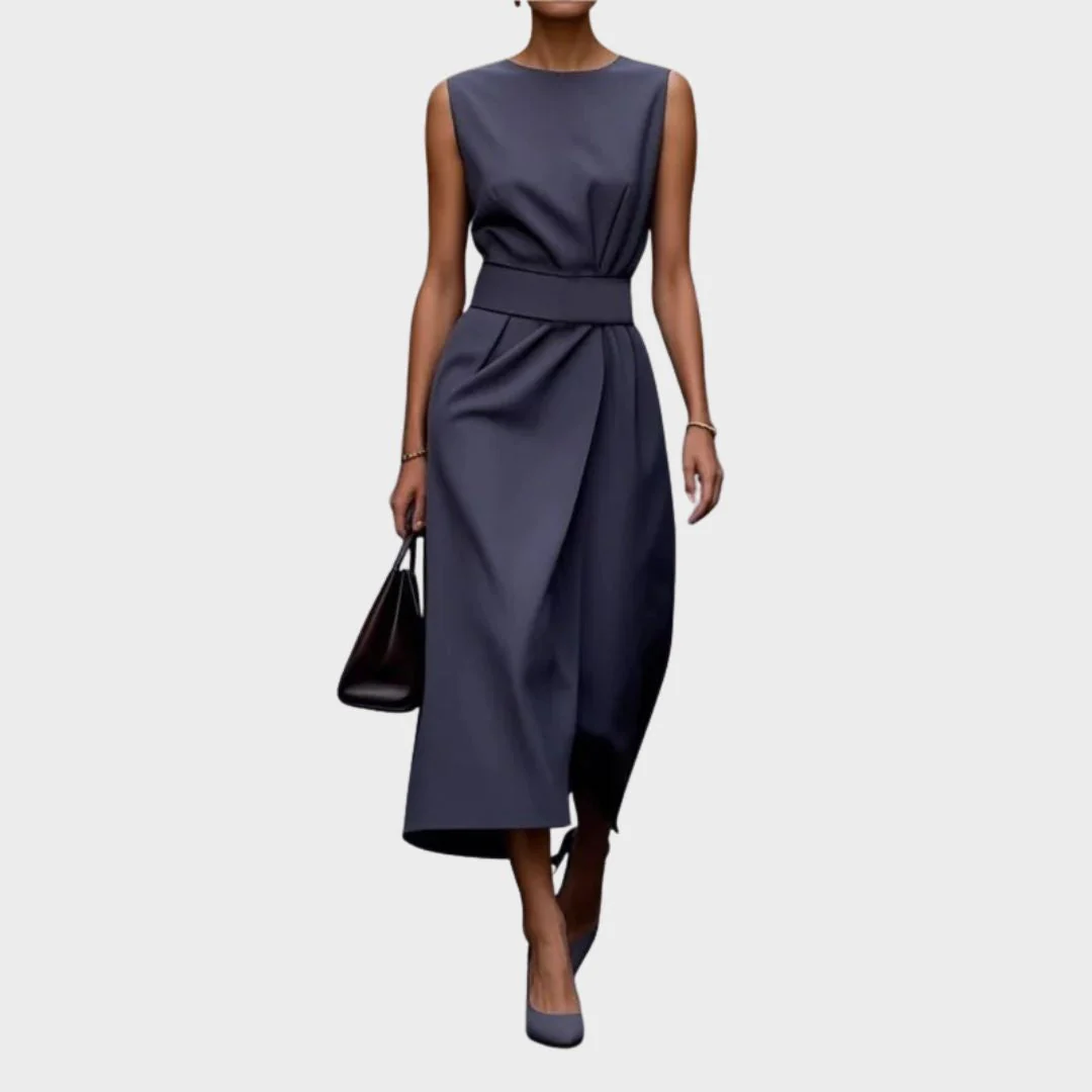 Freya Draped Midi Dress | Belted Wrap Front Dress - Image 8