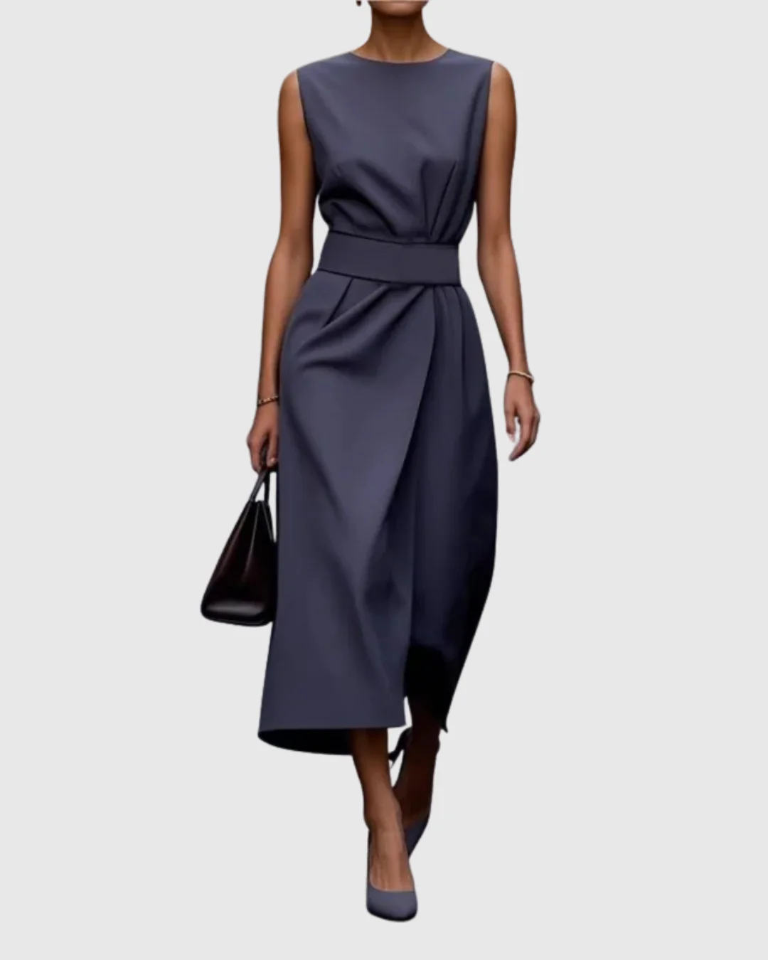 Freya Draped Midi Dress | Belted Wrap Front Dress - Image 9