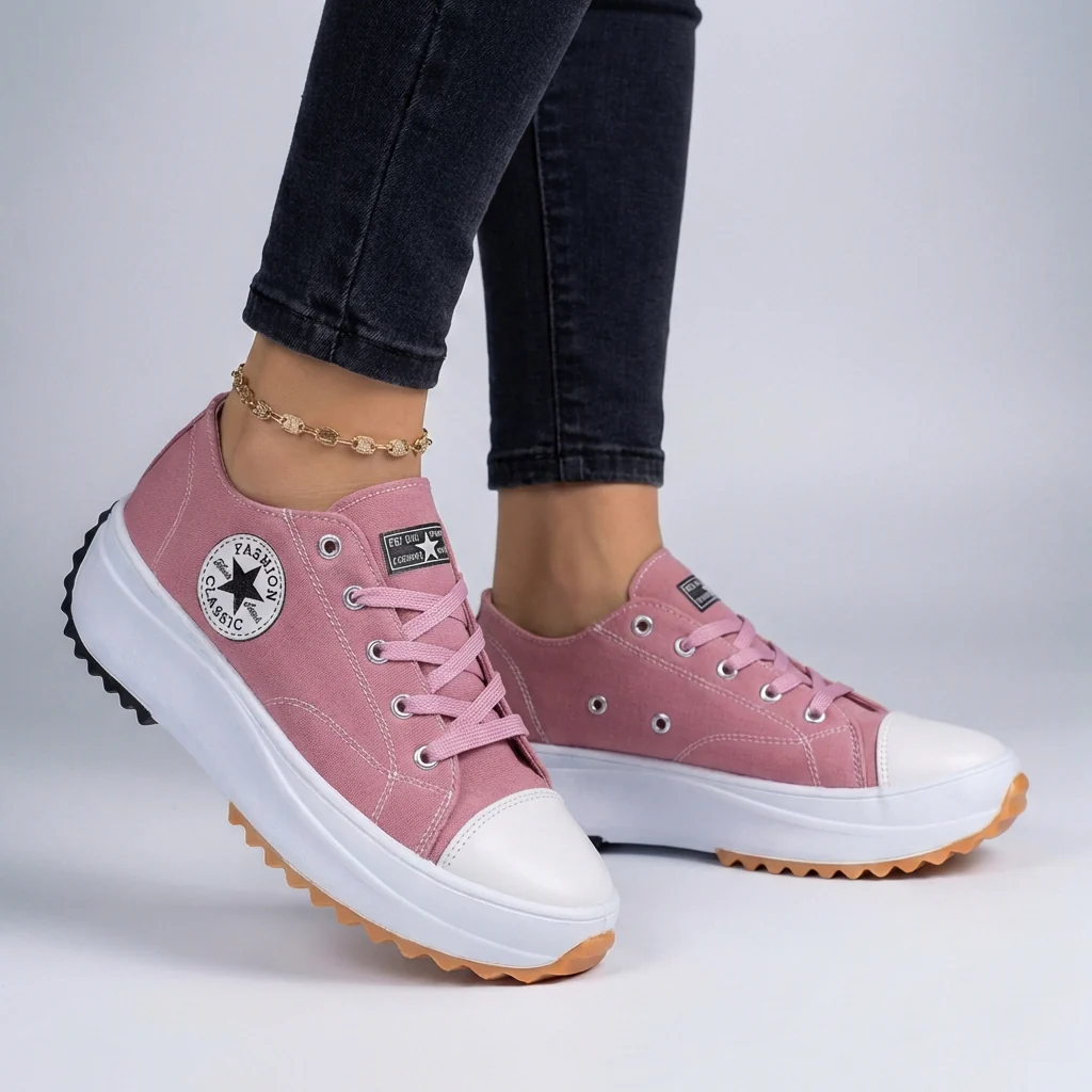 Freya Orthopedic Low-Top Platform Sneakers | Lace-Up Contrast Toe Cap Sneakers - Image 5