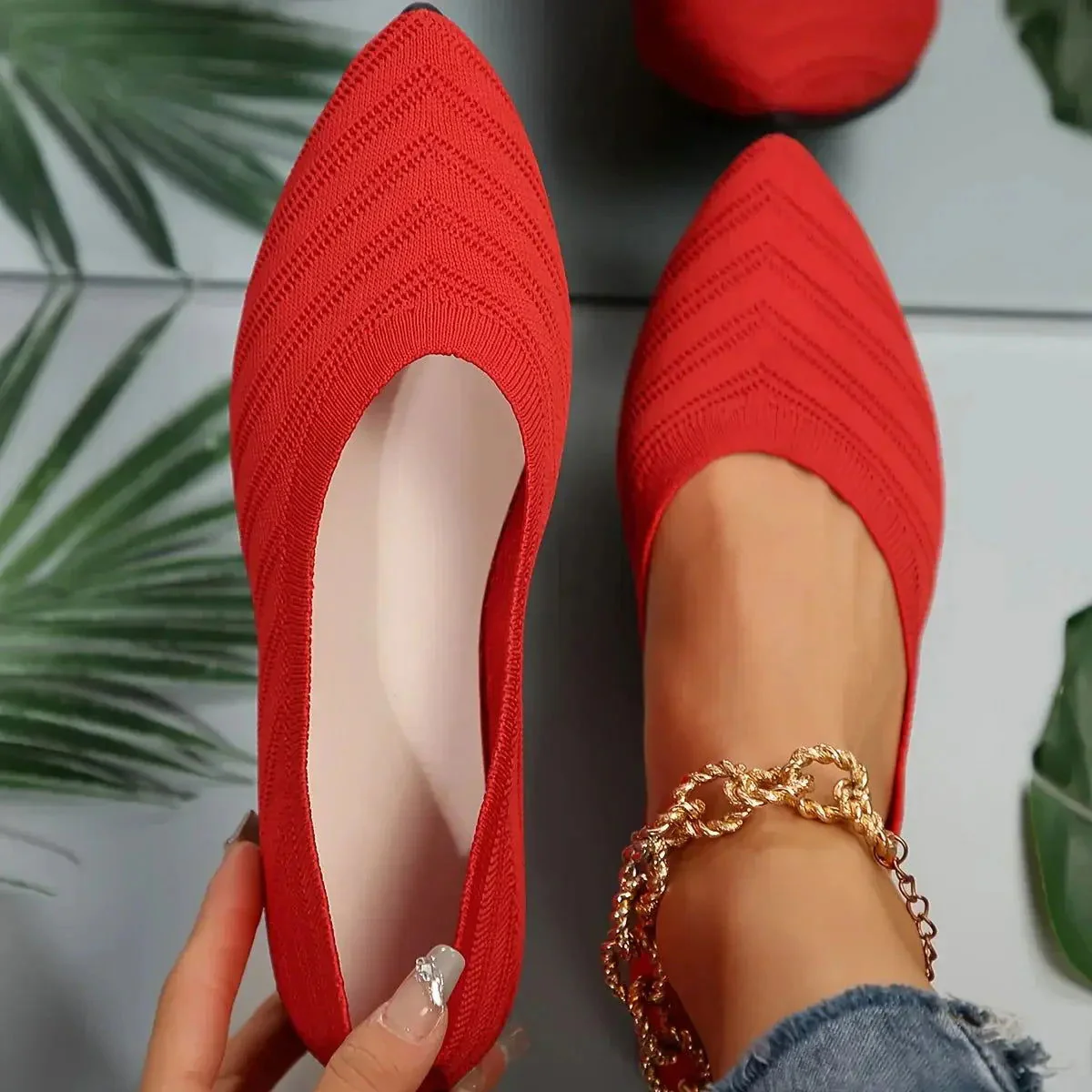 Gayle Shoes | Pointed Knit Ballet Flats - Image 4
