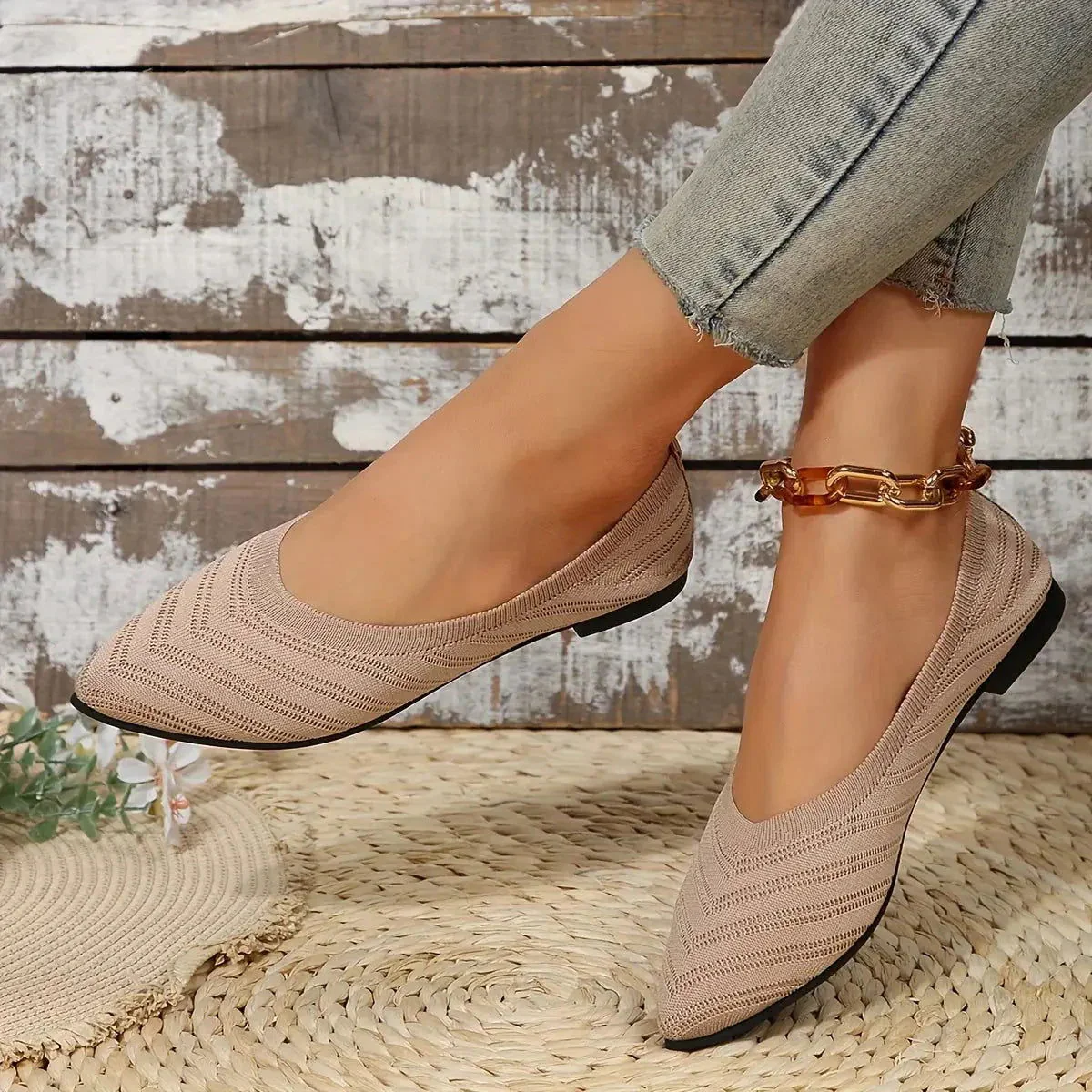 Gayle Shoes | Pointed Knit Ballet Flats - Image 5