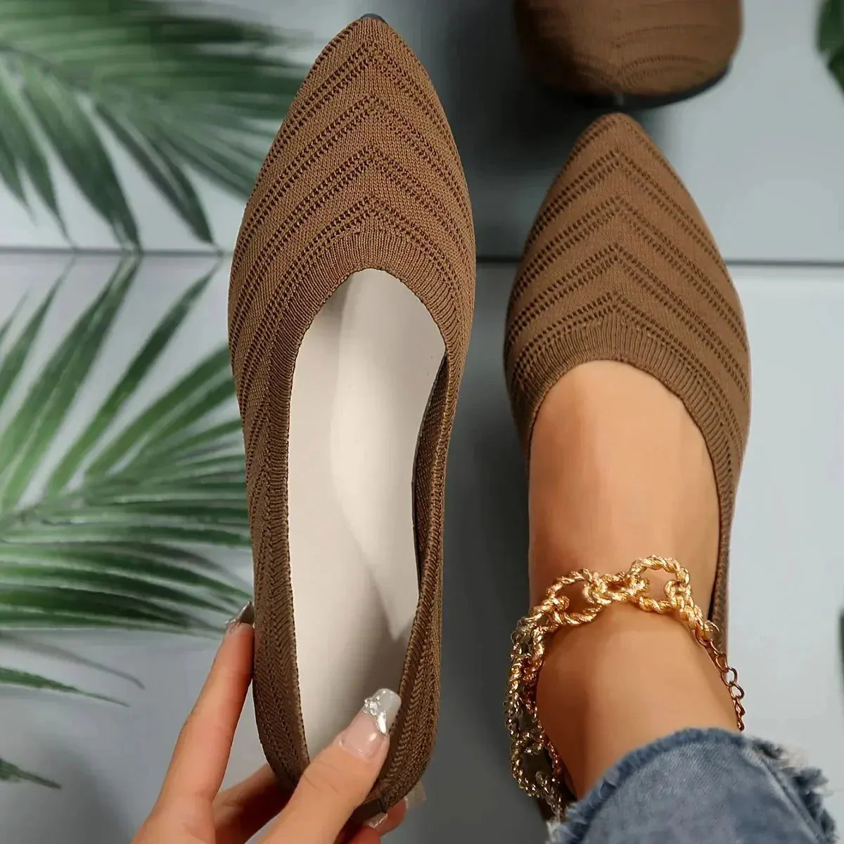 Gayle Shoes | Pointed Knit Ballet Flats - Image 6