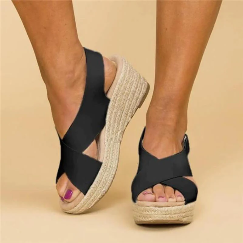 Genevieve Sandals | Comfy Wedge Sandals with Cross Straps - Image 3