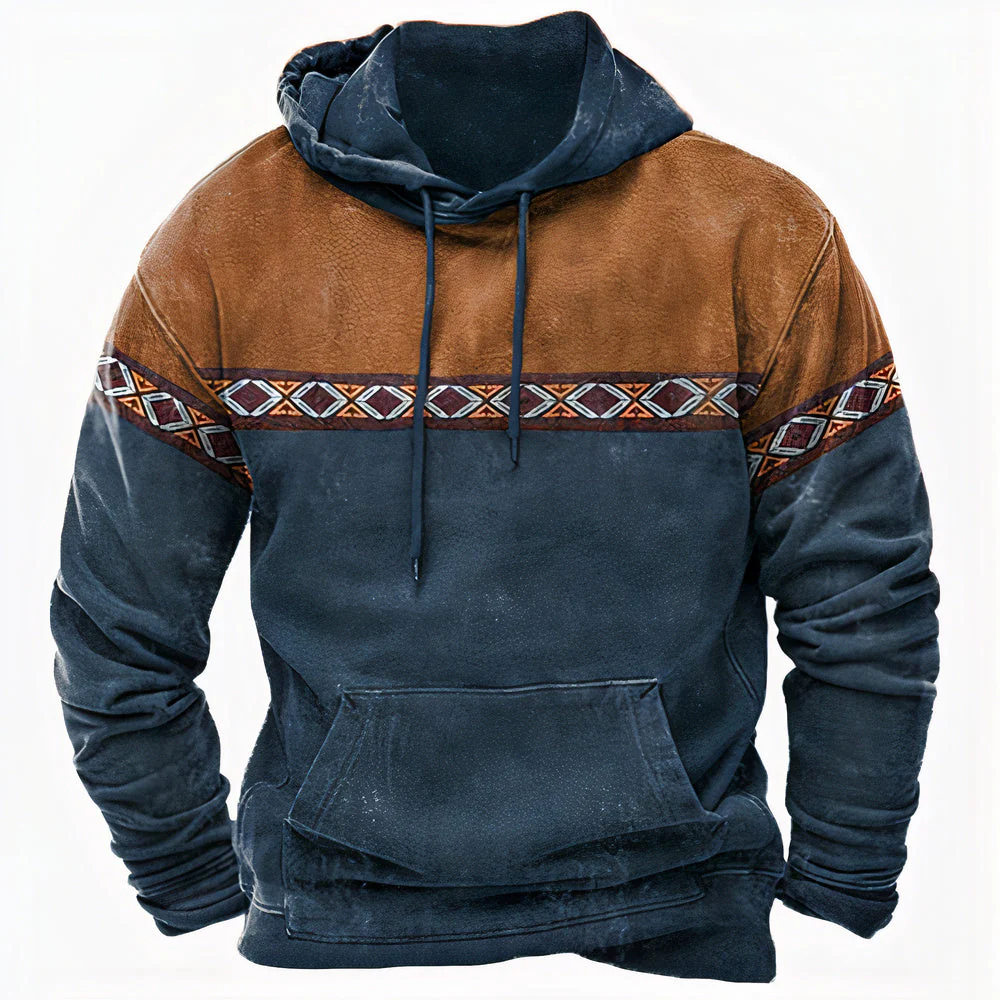 George Relaxed Fit Hoodie | Geometric Color Block Hip-Length Hoodie - Image 3