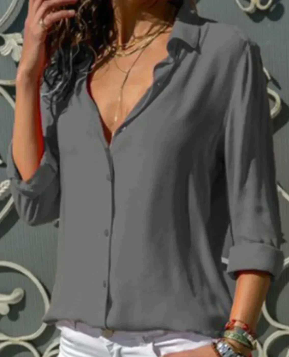 Hannah Top | Button-Up Blouse with Classic Collar - Image 7