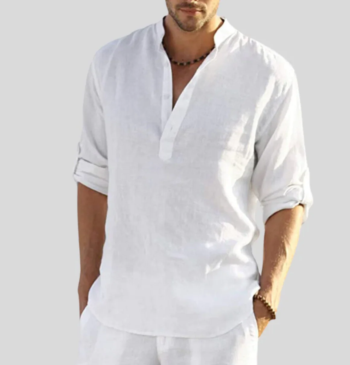 Harry Shirt | Men's Long Sleeve Henley Shirt - Image 3