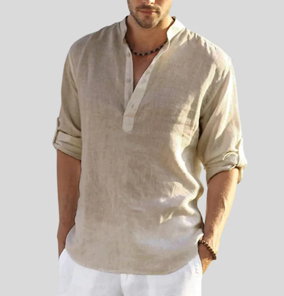 Harry Shirt | Men's Long Sleeve Henley Shirt - Image 4