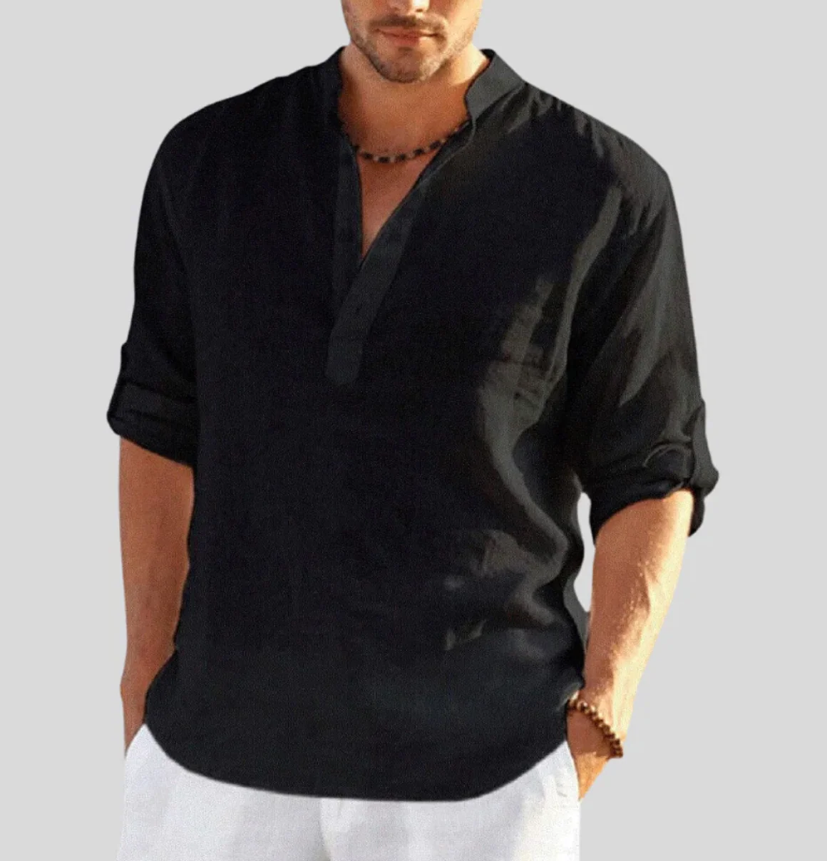 Harry Shirt | Men's Long Sleeve Henley Shirt - Image 5
