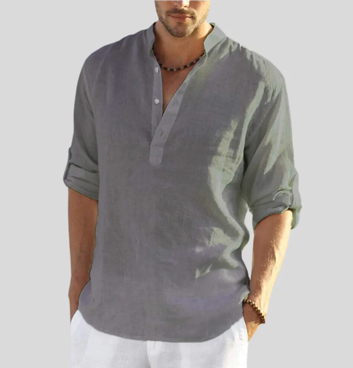 Harry Shirt | Men's Long Sleeve Henley Shirt - Image 6