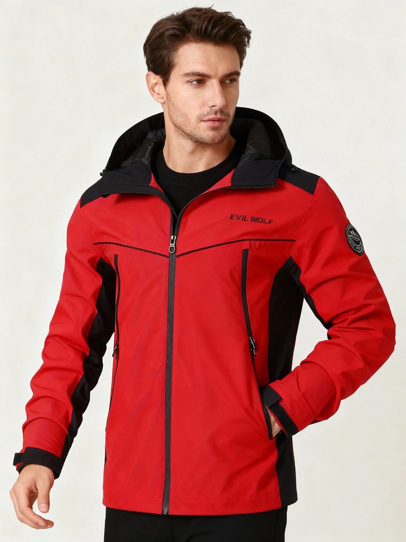 Harry Hooded Shell Jacket | Color Block Zipper Pockets Shell Jacket - Image 3