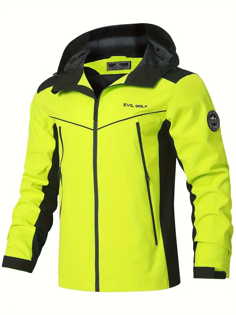 Harry Hooded Shell Jacket | Color Block Zipper Pockets Shell Jacket - Image 4