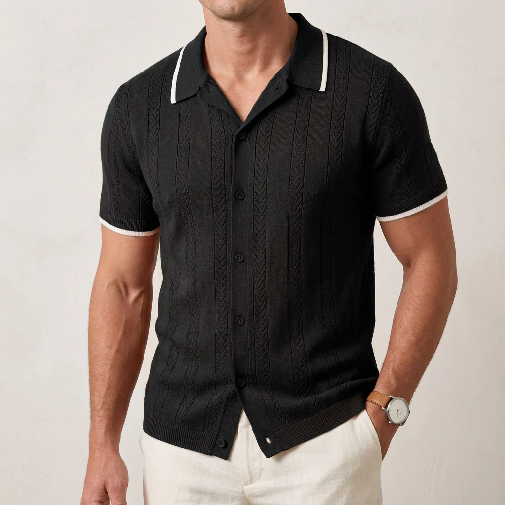 Harry Regular Fit Knit Cardigan | Textured Button Front Knit Cardigan - Image 4