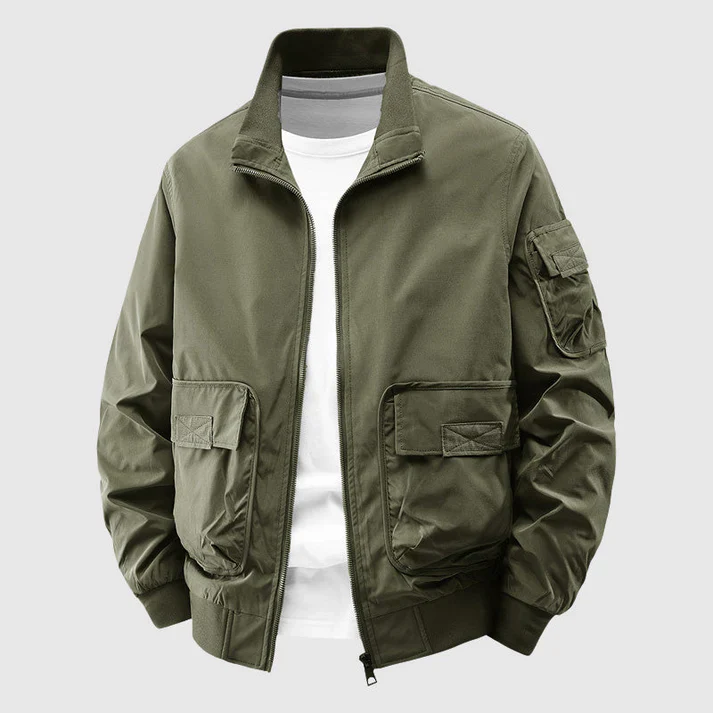 Harry Relaxed Fit Bomber Jacket | Utility Pockets Zip Front Bomber Jacket - Image 4