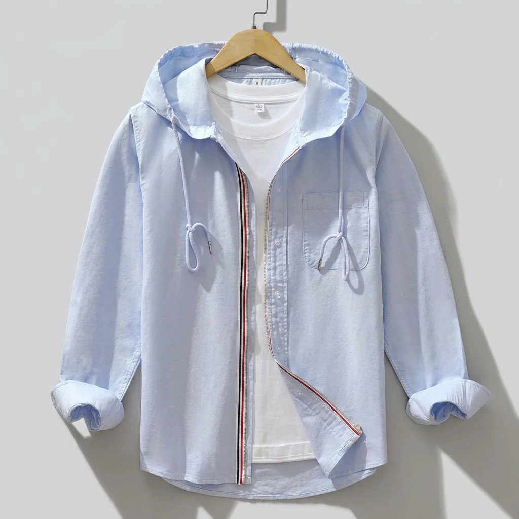 Harry Relaxed Fit Hooded Shirt | Zipper Closure Hip-Length Shirt - Image 3