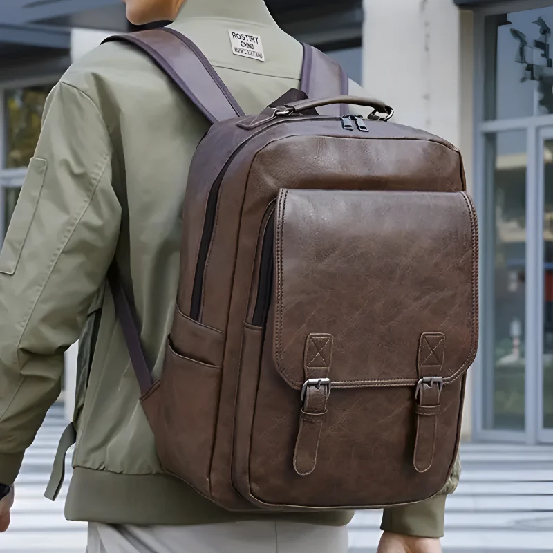 Henry Structured Backpack | Buckle Closure Flap Backpack - Image 2