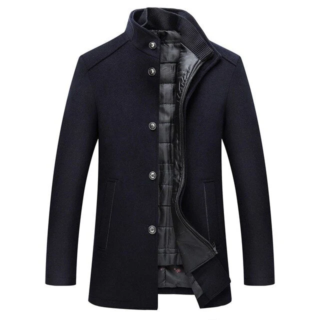 Hunter Regular Fit Winter Jacket | Stand Collar Button Front Jacket - Image 3