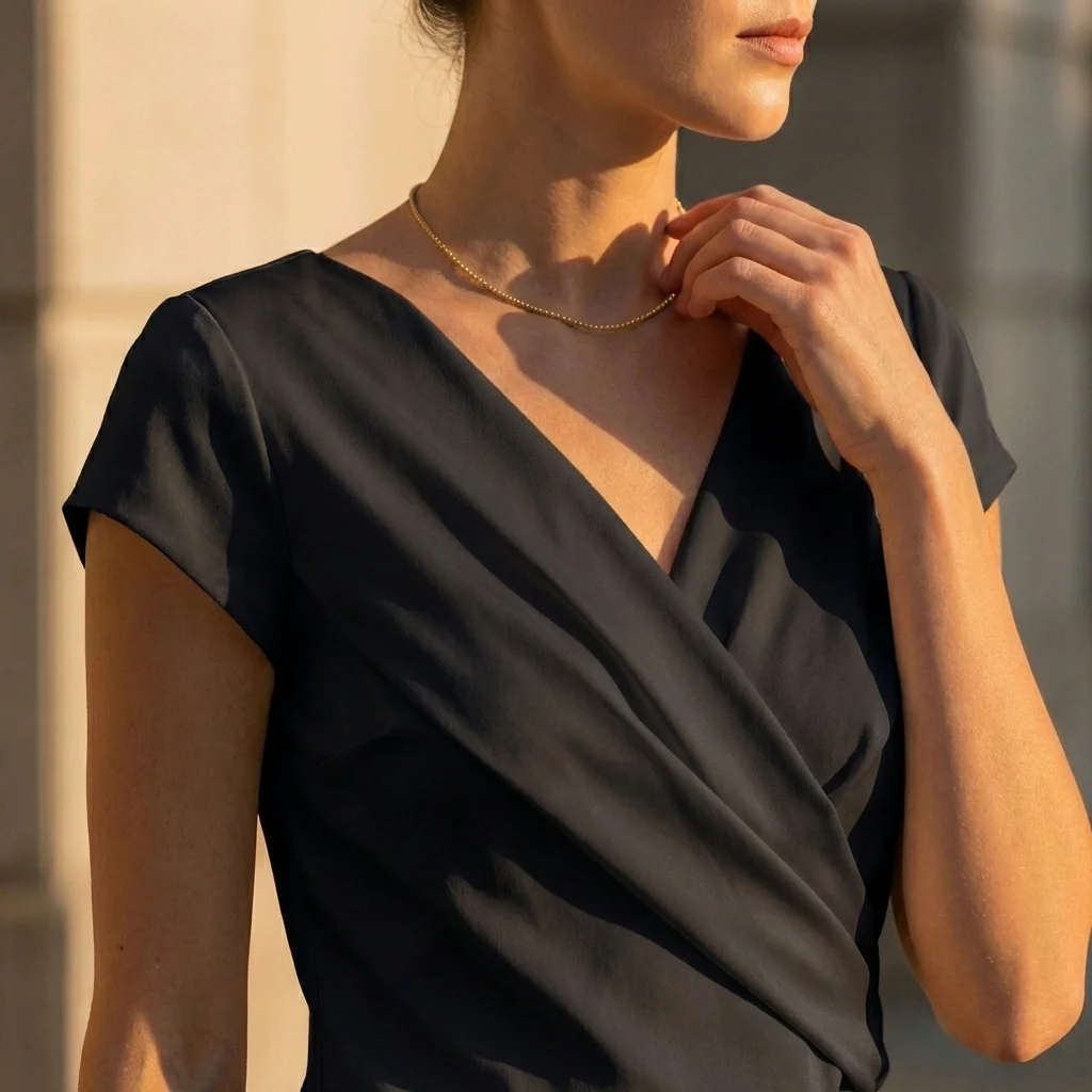 Isabella Draped Wrap Top | Wrap V-Neck Short Sleeve Top - Image 4