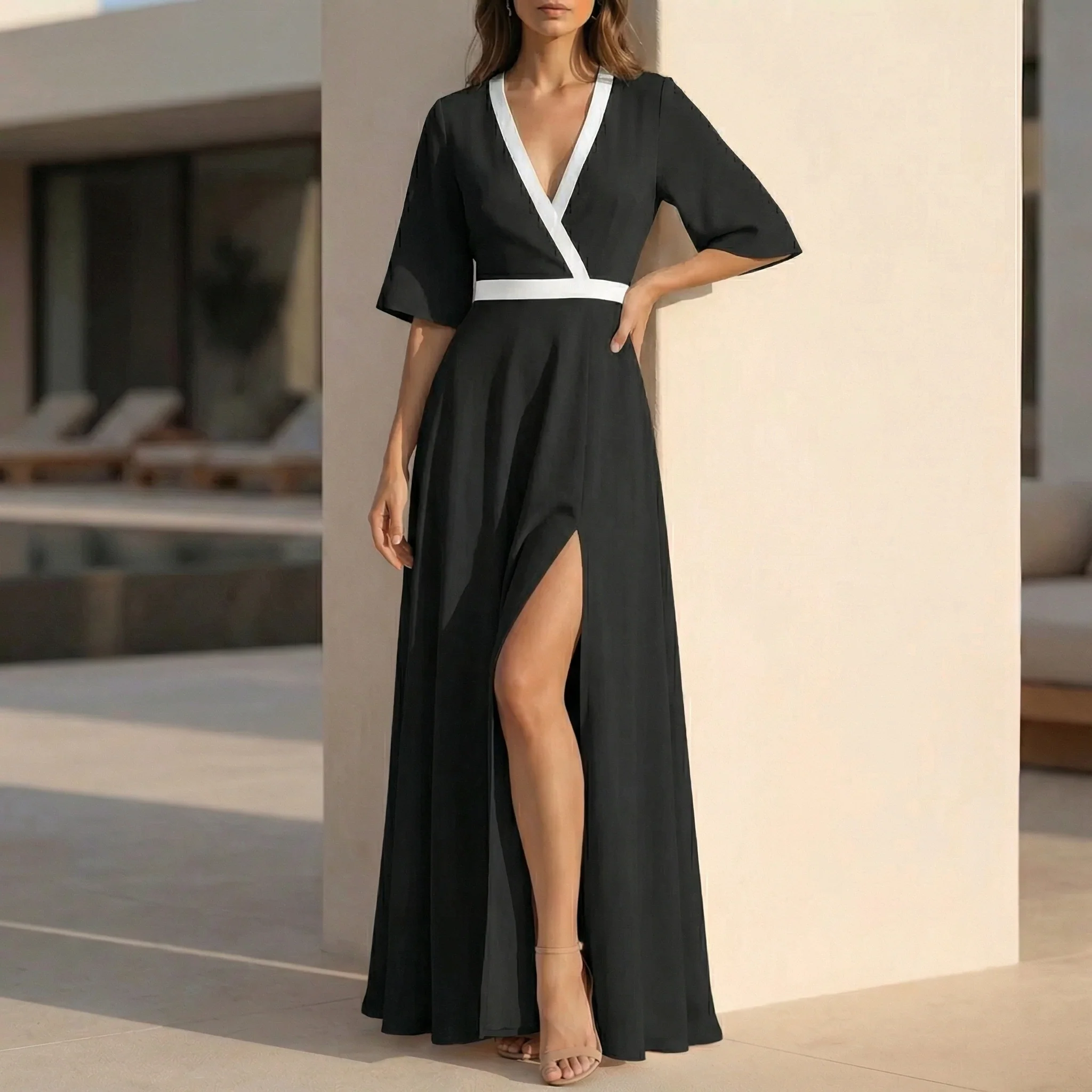 Isabella Floral Split Maxi Dress | Elegant V-Neck Summer Resort Dress - Image 4