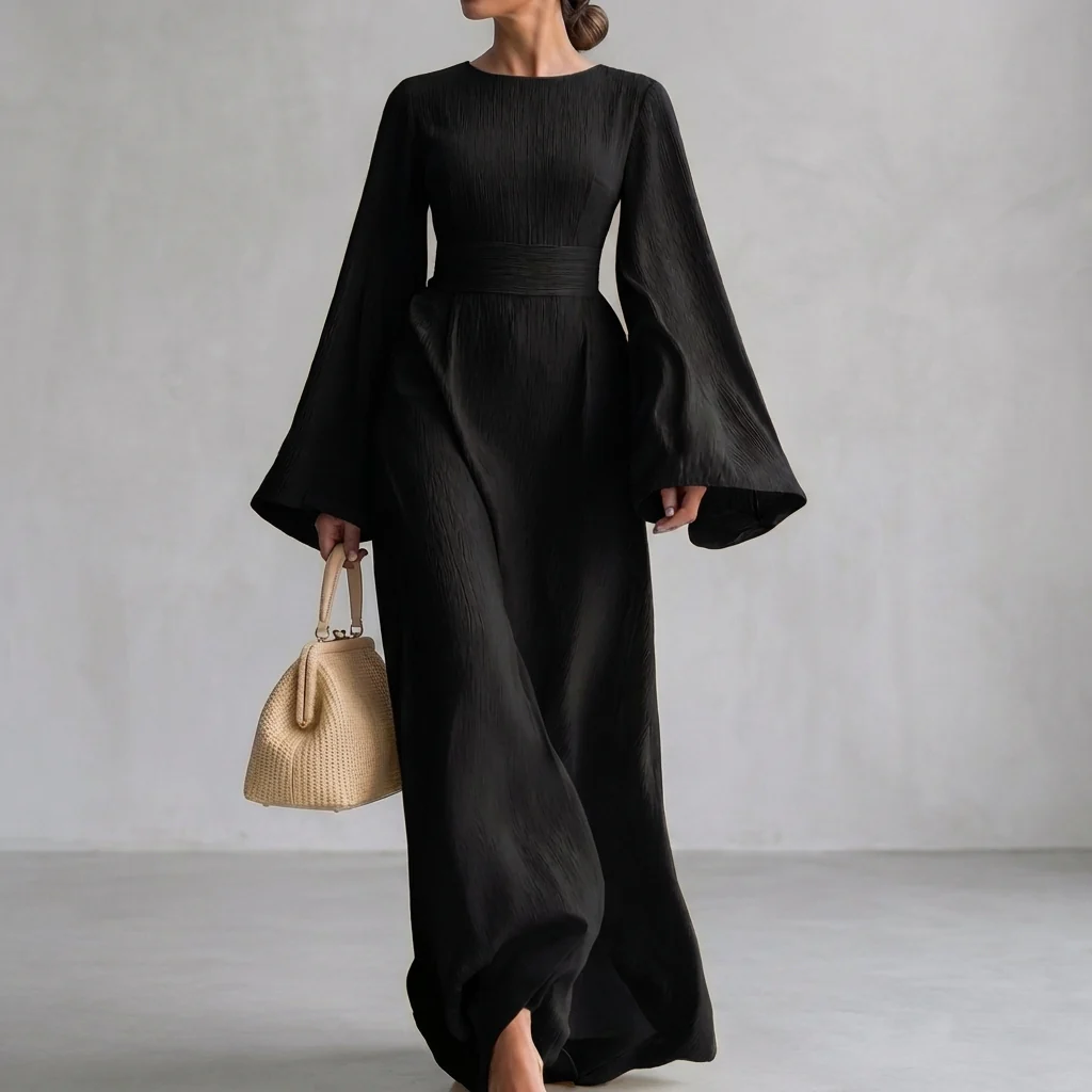 Isabella Flowy Maxi Dress | Square Neck Bell Sleeve Dress - Image 4