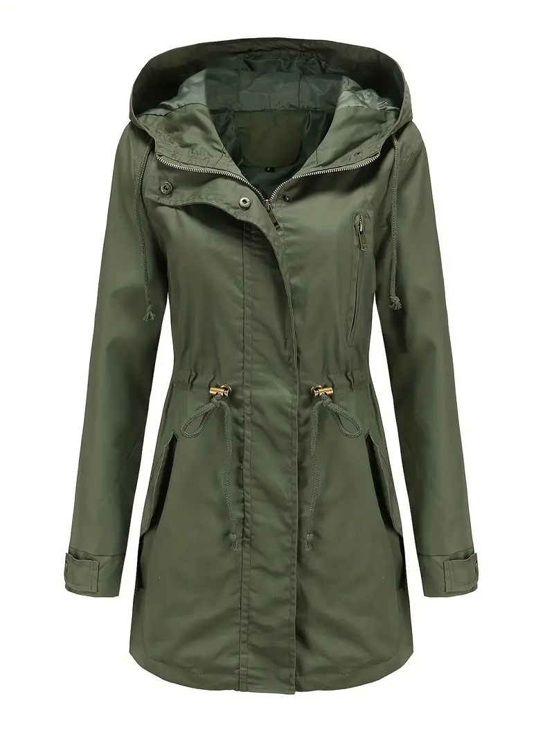 Isabella Hooded Parka | Drawstring Waist Flap Pockets Parka - Image 3