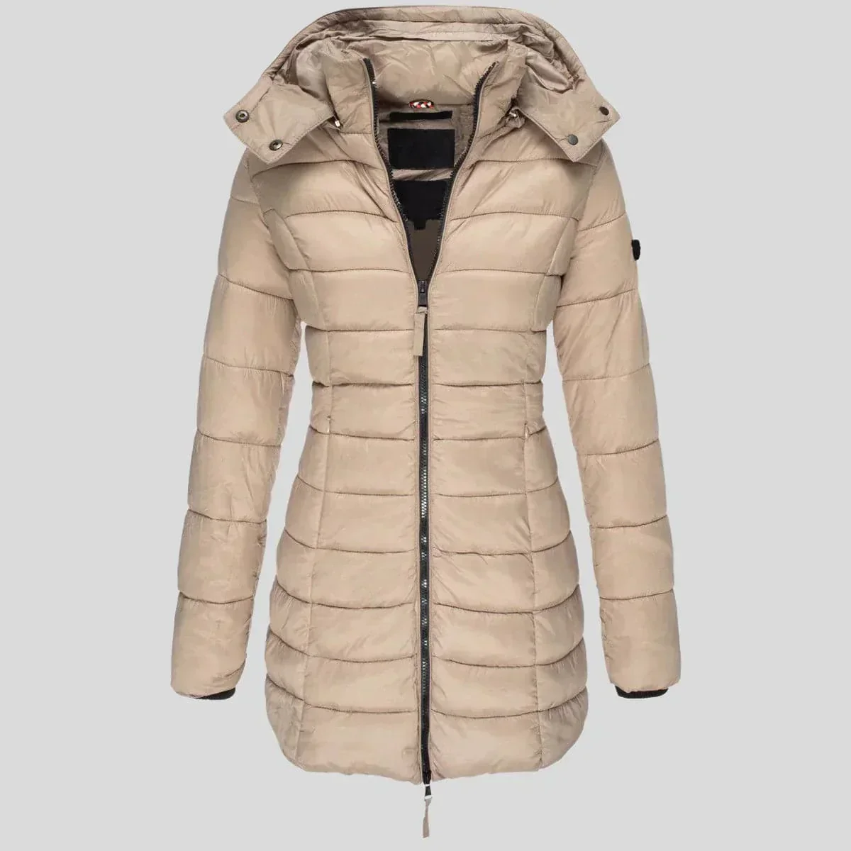 Isabella Hooded Puffer Coat | Quilted Zipper Pockets Coat