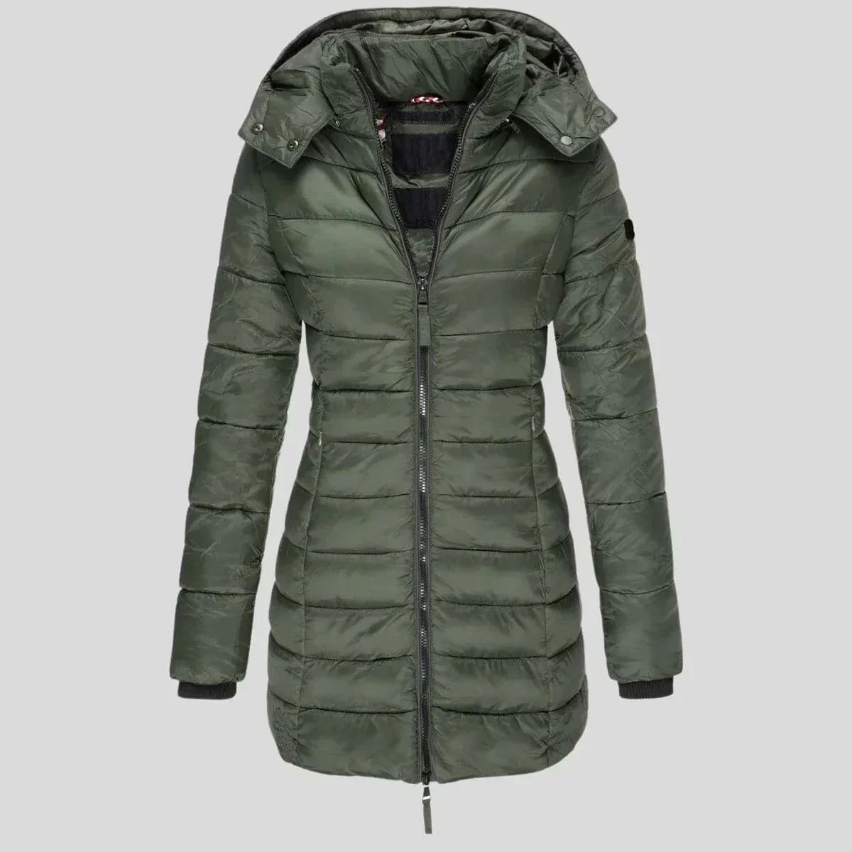 Isabella Hooded Puffer Coat | Quilted Zipper Pockets Coat - Image 2
