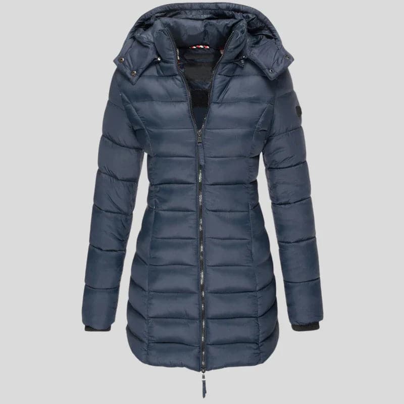 Isabella Hooded Puffer Coat | Quilted Zipper Pockets Coat - Image 3