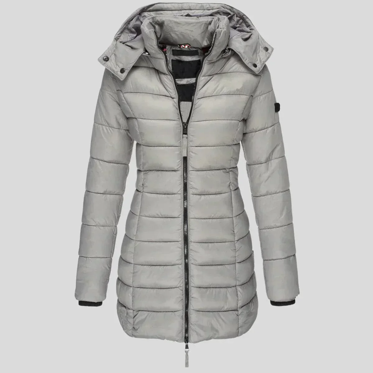Isabella Hooded Puffer Coat | Quilted Zipper Pockets Coat - Image 4