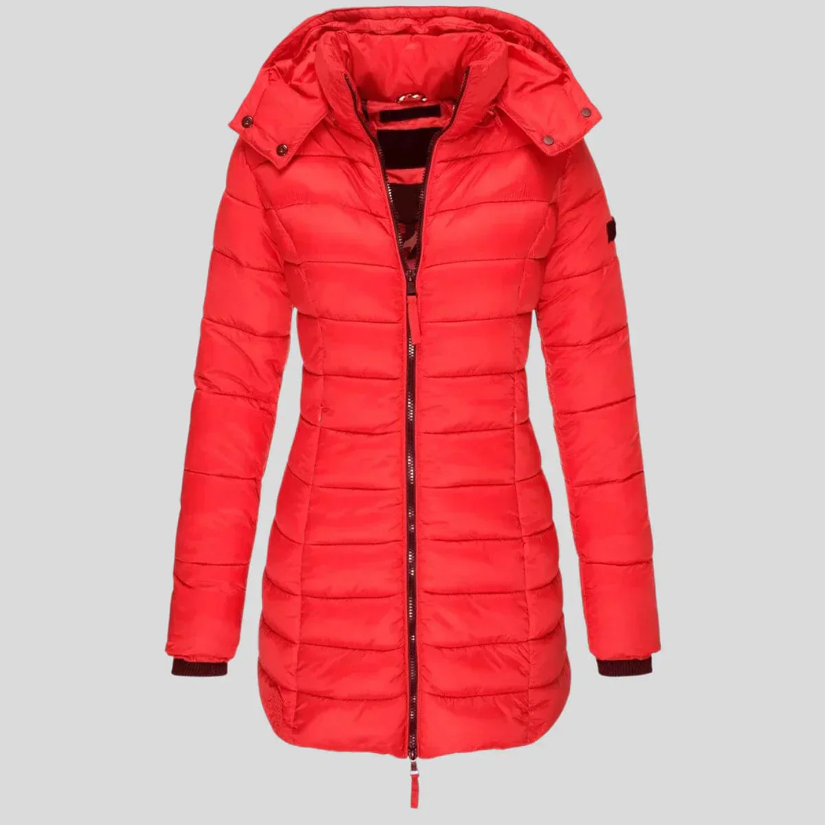 Isabella Hooded Puffer Coat | Quilted Zipper Pockets Coat - Image 5