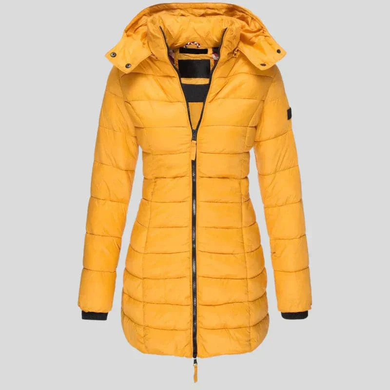 Isabella Hooded Puffer Coat | Quilted Zipper Pockets Coat - Image 6