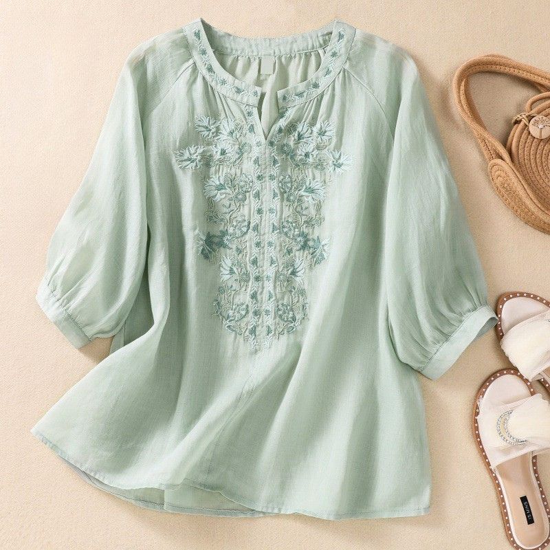 Isabella Relaxed Fit Blouse | Floral Embroidered Blouse - Image 3