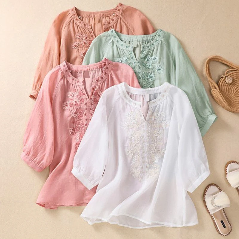 Isabella Relaxed Fit Blouse | Floral Embroidered Blouse - Image 6