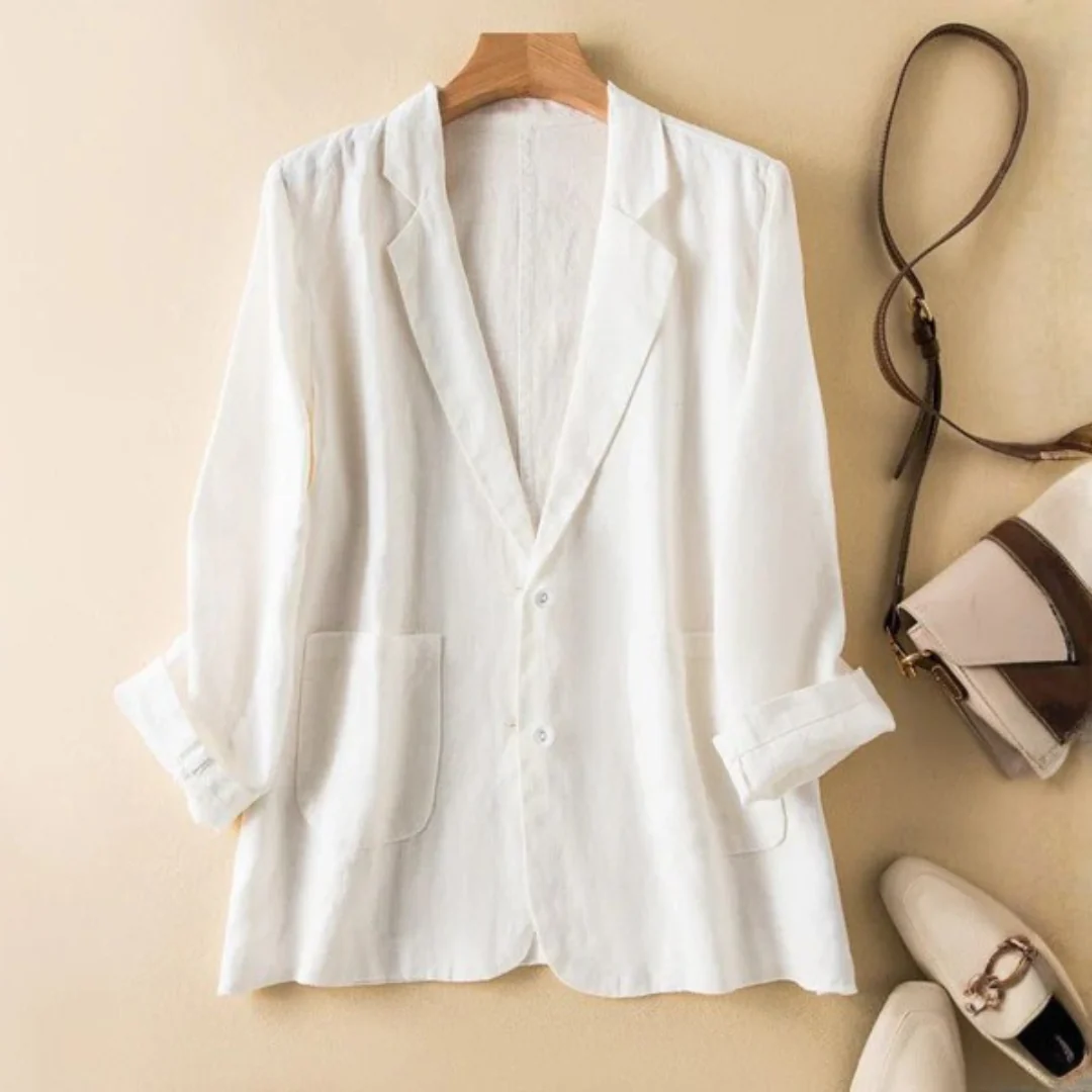 Isabella Relaxed Fit Blazer | Button Front Patch Pockets Blazer - Image 2