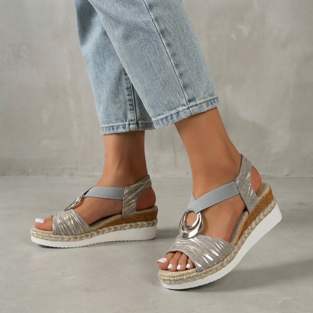 Isabella Wedge Sandals | Espadrille Sole Wedge Heel Sandals - Image 3