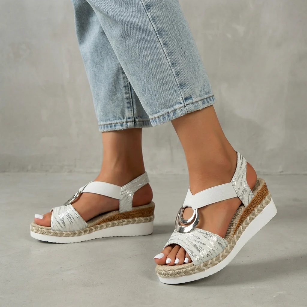 Isabella Wedge Sandals | Espadrille Sole Wedge Heel Sandals - Image 4