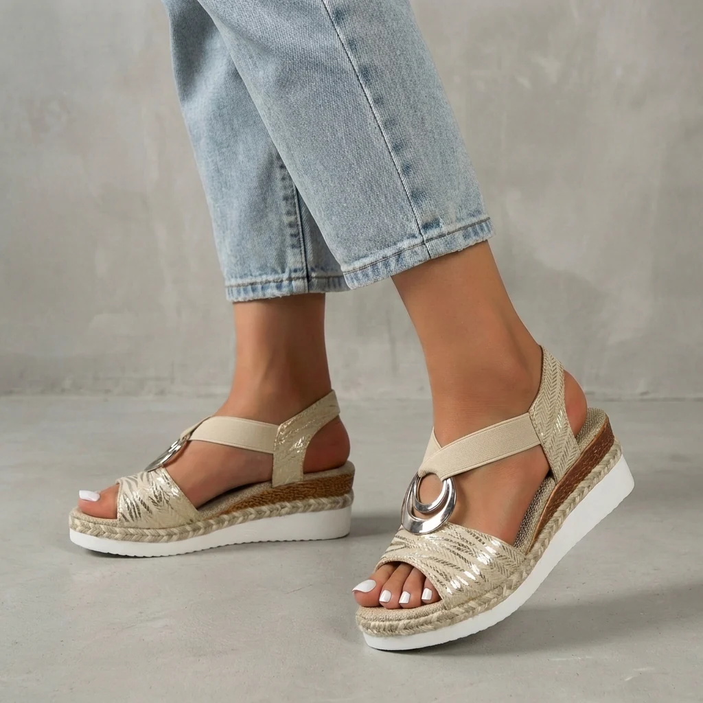 Isabella Wedge Sandals | Espadrille Sole Wedge Heel Sandals - Image 5