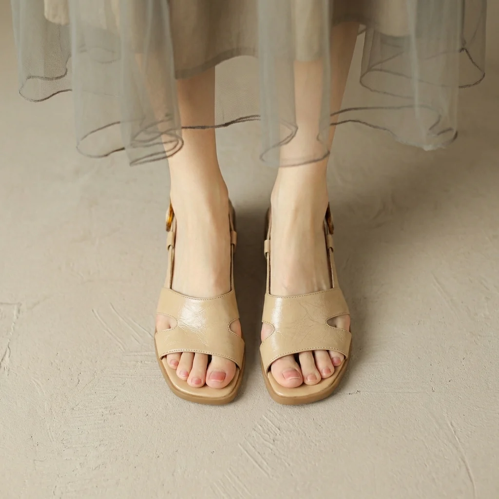 Isla Block Heel Sandals | Open Toe Slingback Strap Sandals