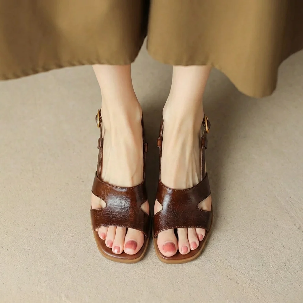 Isla Block Heel Sandals | Open Toe Slingback Strap Sandals - Image 2