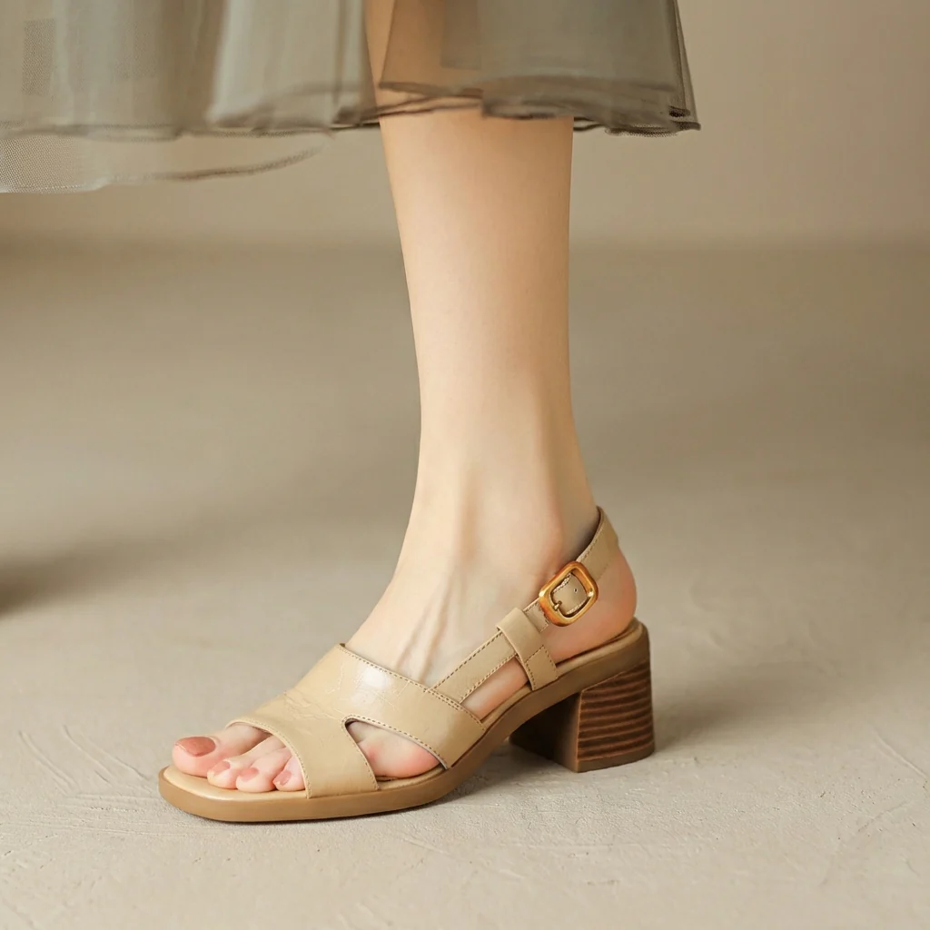 Isla Block Heel Sandals | Open Toe Slingback Strap Sandals - Image 3