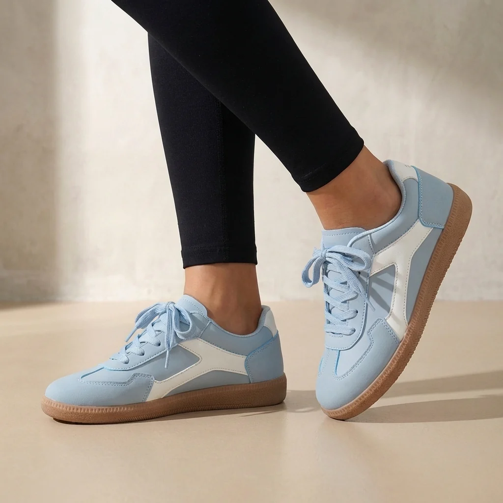 Isla Color Block Ankle-Length Sneakers | Lace-Up Round Toe Sneakers - Image 3