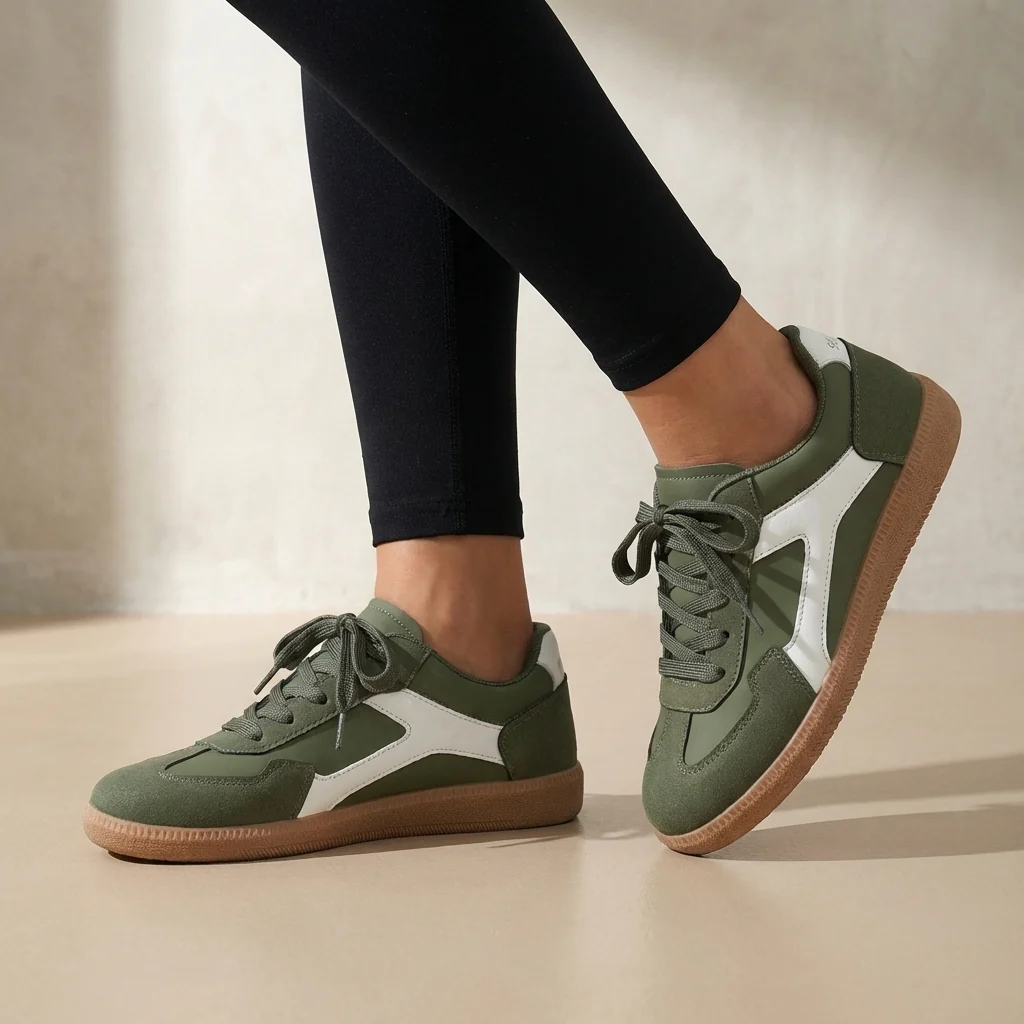 Isla Color Block Ankle-Length Sneakers | Lace-Up Round Toe Sneakers - Image 6
