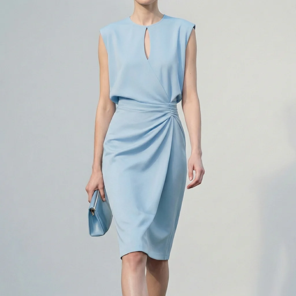 Isla Draped Knee-Length Dress | Ruched Waist Cap Sleeve Dress