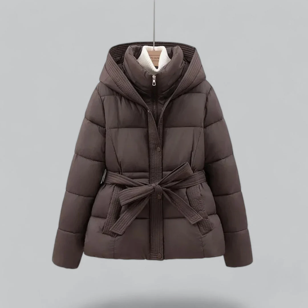 Isla Hooded Quilted Puffer Jacket | Belted High Neck Jacket - Image 2