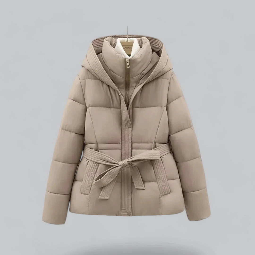 Isla Hooded Quilted Puffer Jacket | Belted High Neck Jacket - Image 3