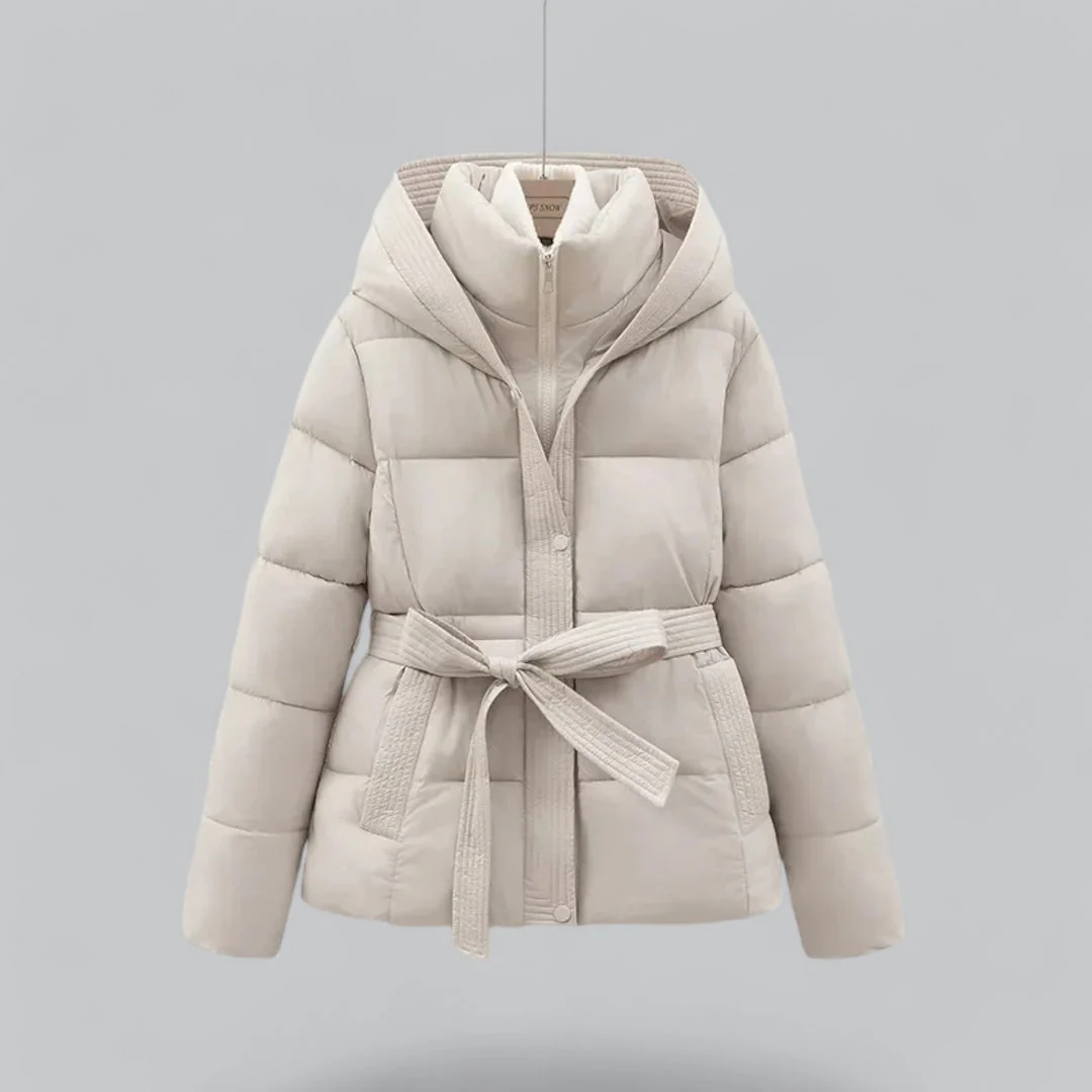 Isla Hooded Quilted Puffer Jacket | Belted High Neck Jacket - Image 4