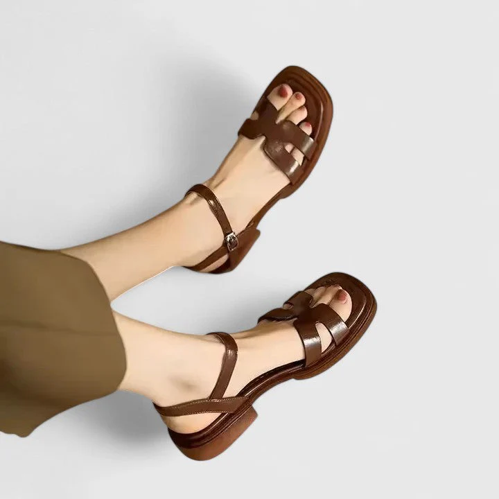 Isla Ankle-Strap Flat Sandals | H-Strap Buckle Flat Sandals - Image 3