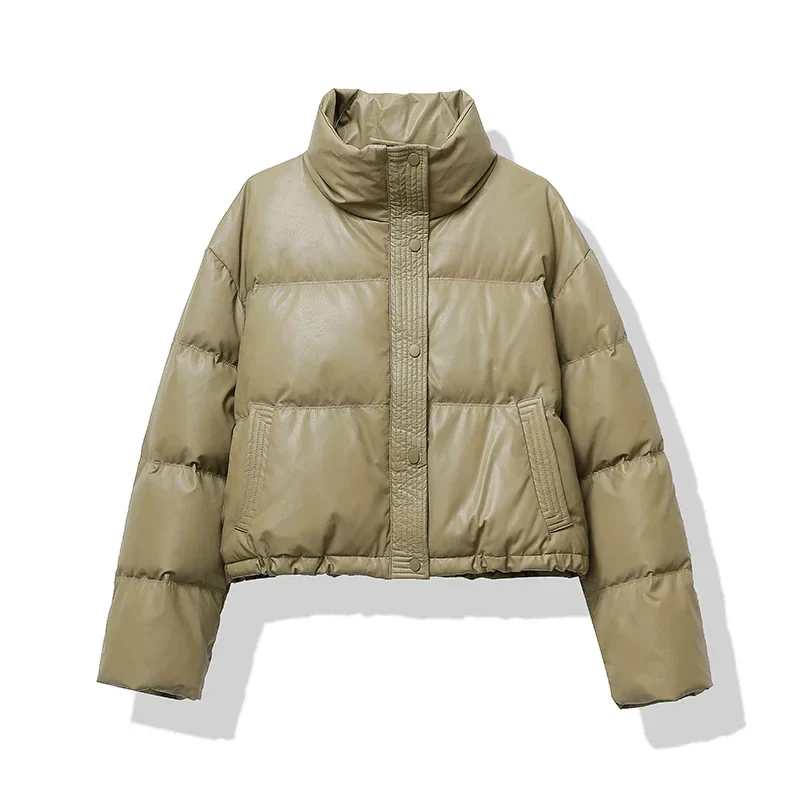 Isla Cropped Puffer Jacket | Quilted Button Front Jacket - Image 3